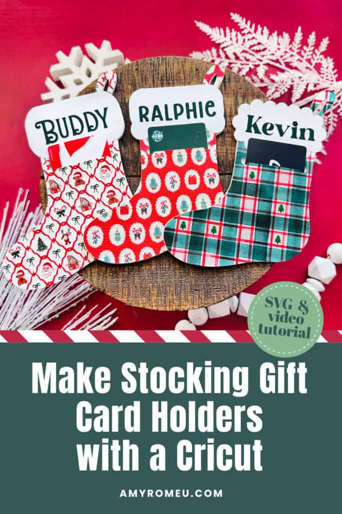 set of three faux leather stocking gift card holders