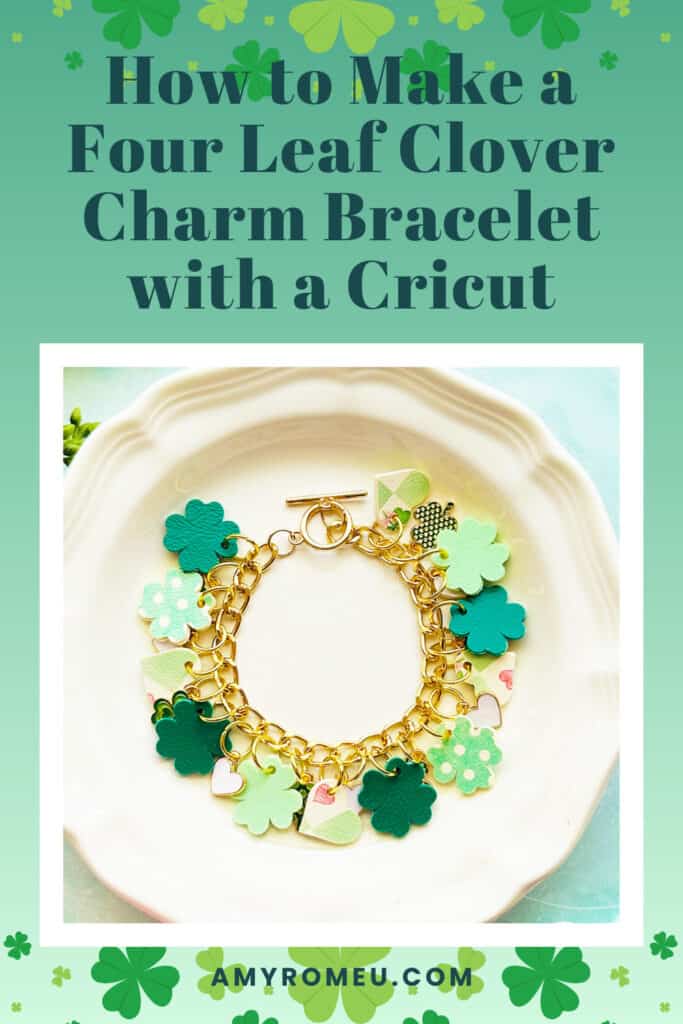 faux leather clover charm bracelet
