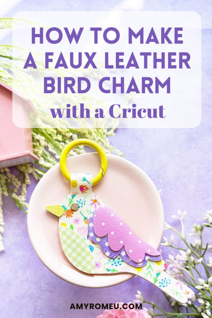 Faux Leather Bird Charm made with a Cricut