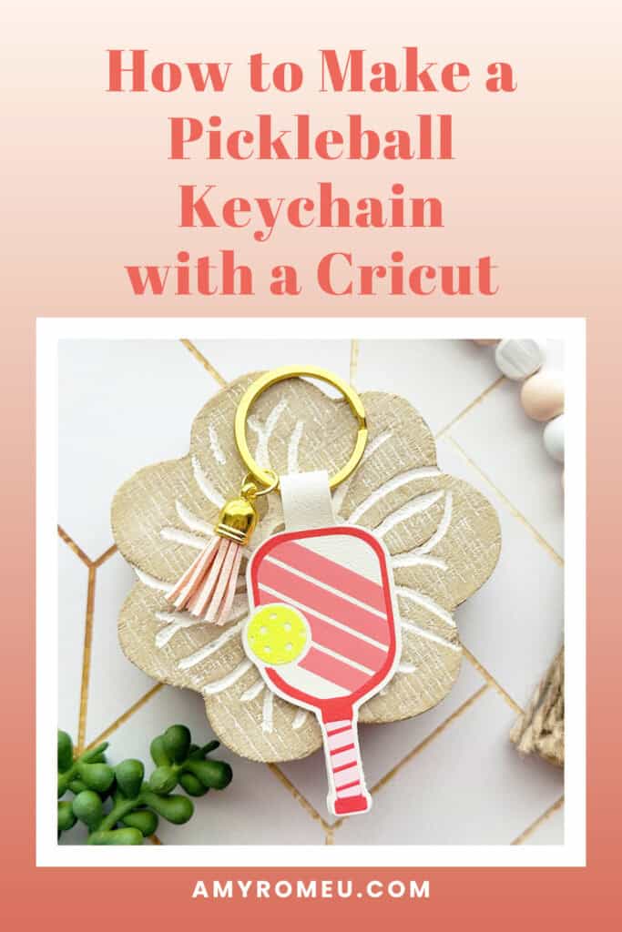 Faux Leather Pickleball Keychain made with a Cricut