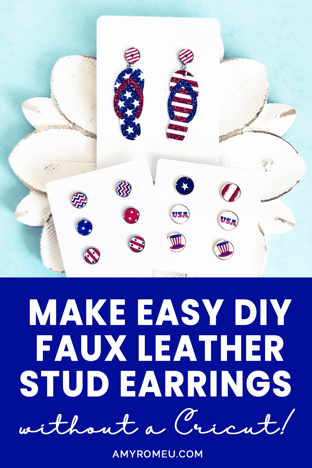 Easy DIY Faux Leather Stud Earrings Amy Romeu