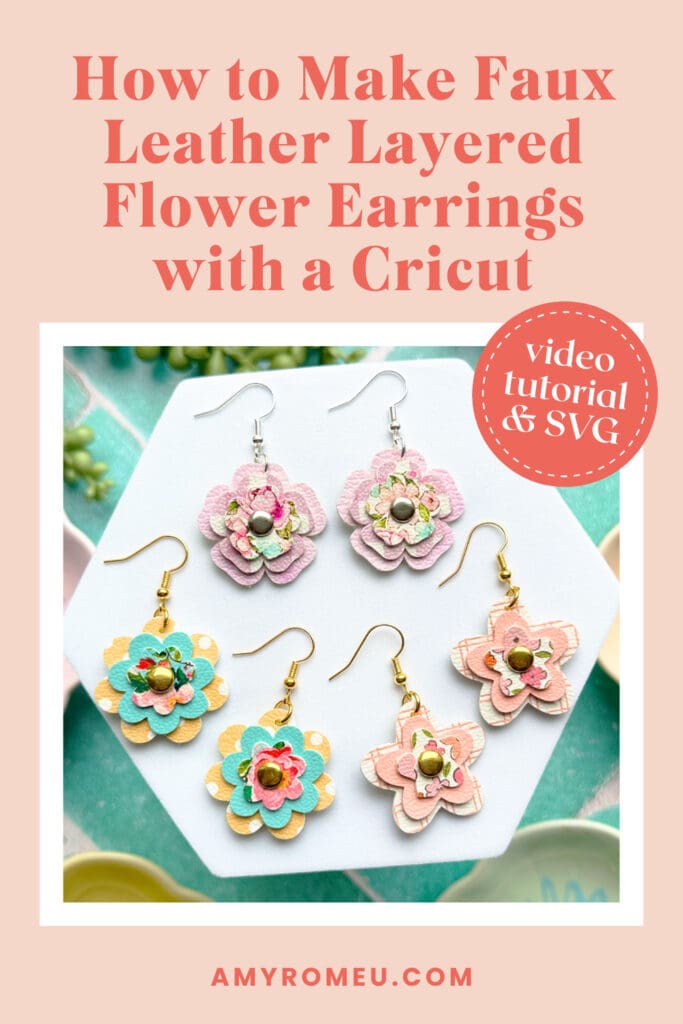 Faux Leather Flower Earrings with a Cricut
