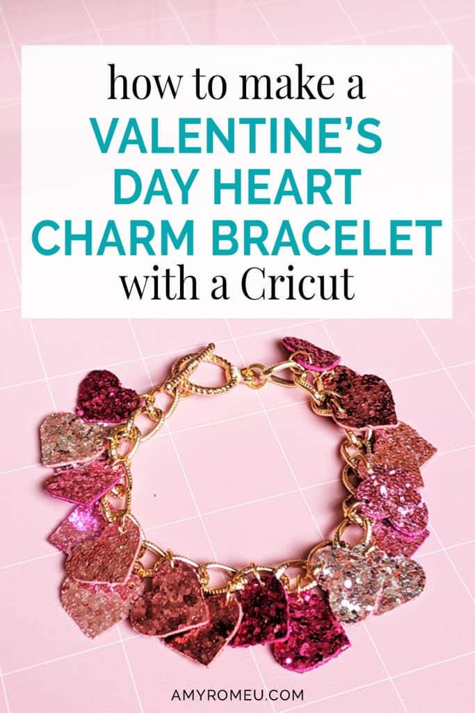 cricut glitter heart charm bracelet