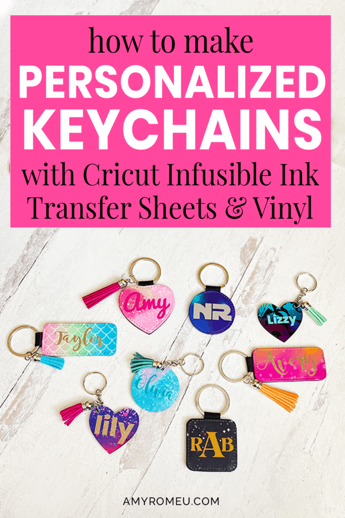 Colorful Personalized Keychains made with Cricut Infusible Ink