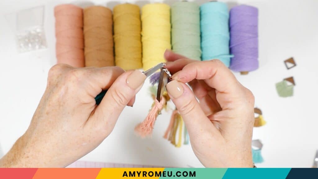 attaching earring hook to macrame earrings