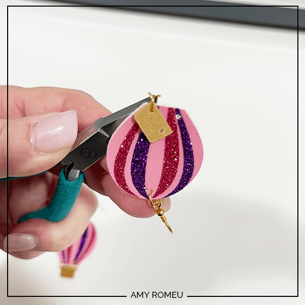 adding basket to hot air balloon earrings