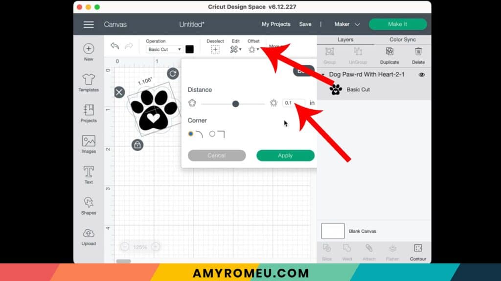 using offset in Cricut Design Space to make an earring SVG