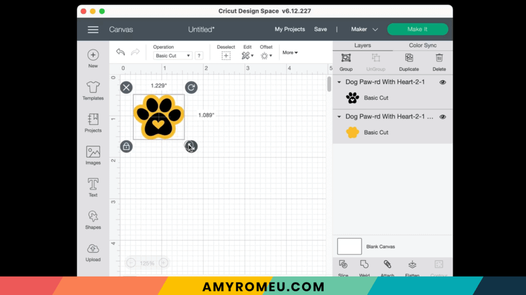 paw print earring SVG on canvas in Design Space