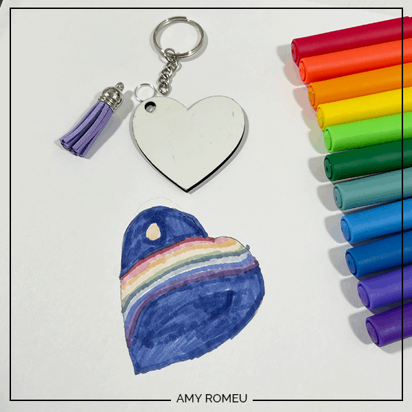 colored infusible ink marker keychain project