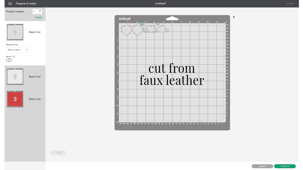 mat preview in Cricut Design Space