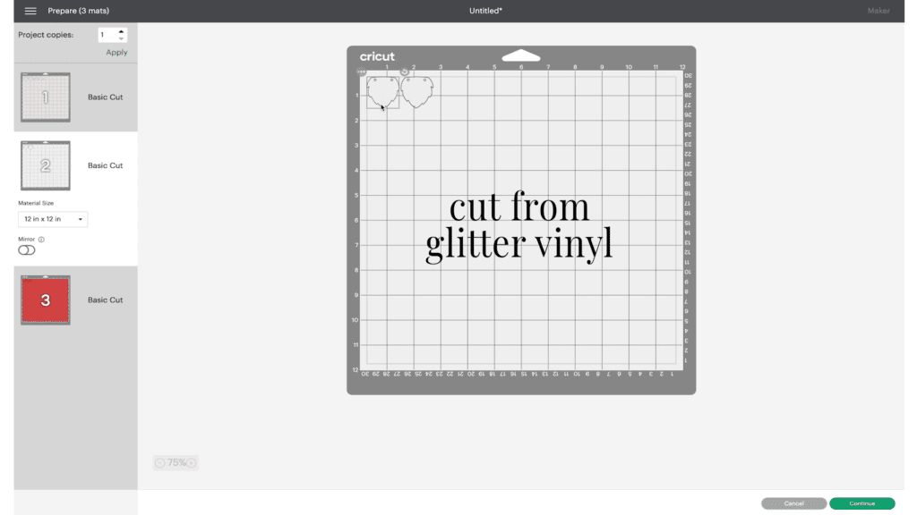 mat preview in Cricut Design Space