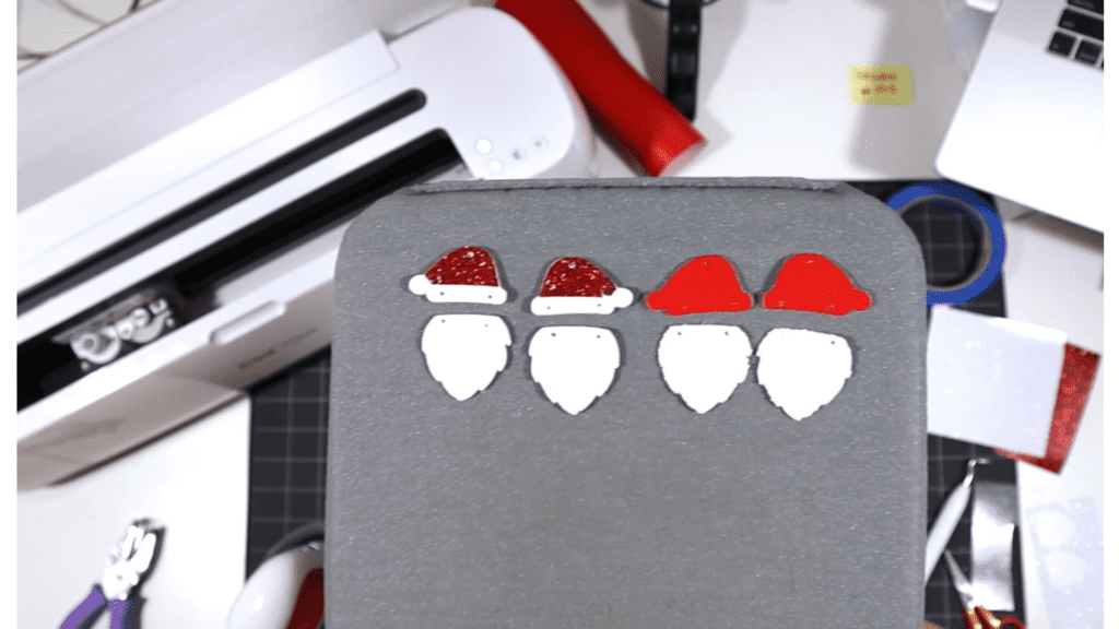 faux leather santa earrings