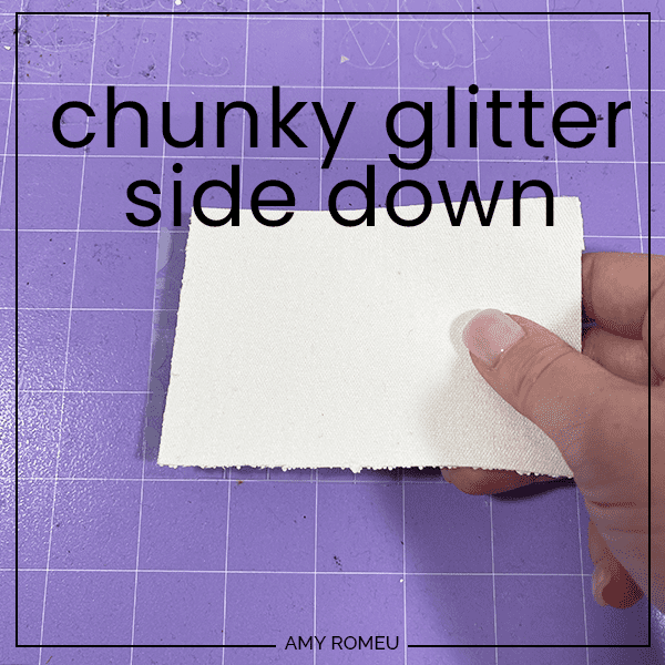 chunky faux leather glitter face down on strong grip transfer tape