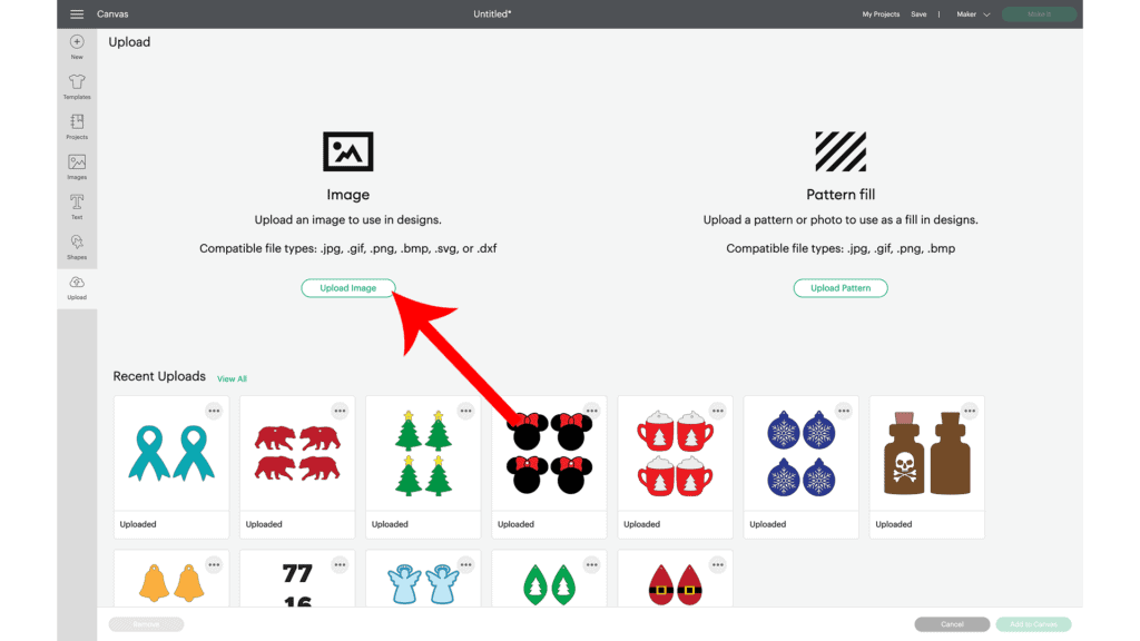 uploading gnome earring SVG to Cricut Design Space