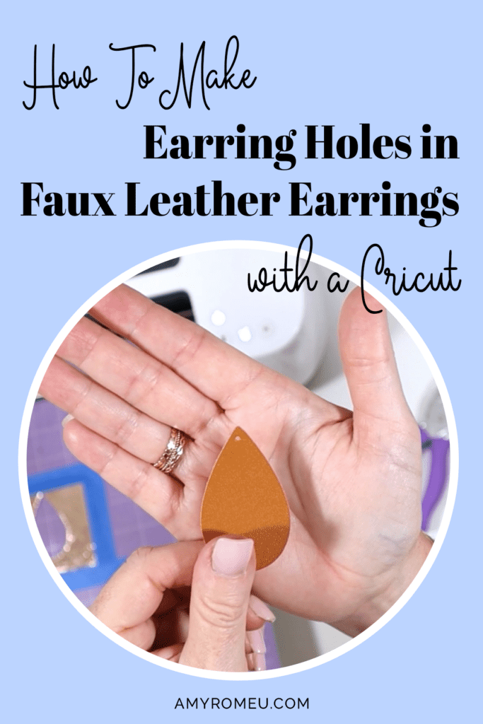 faux leather earring with hole near a Cricut machine