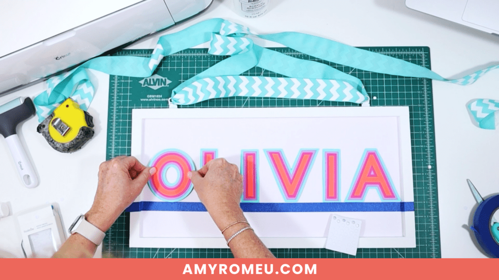 assembling personalized name sign created using offset in Cricut Design Space