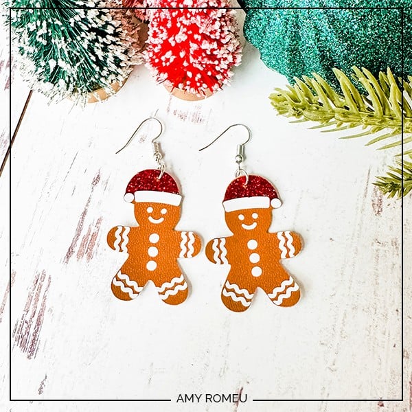 How to Make Gingerbread Man Earrings with Hats with a Cricut