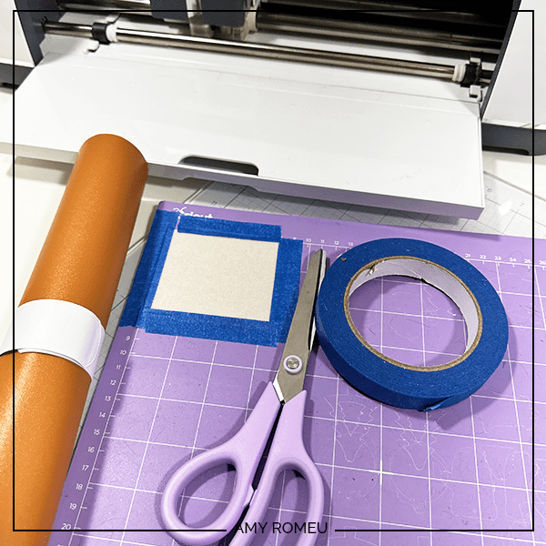 preparing faux leather mat to cut with a Cricut