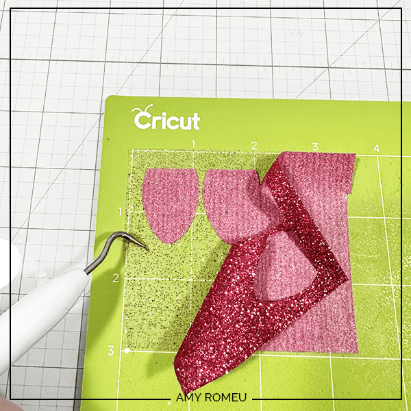 cutting and weeding glitter heat transfer vinyl