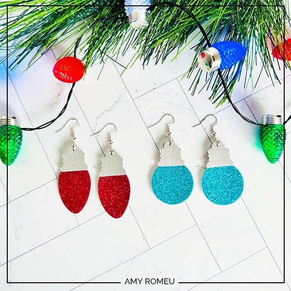 Christmas Tree Light Bulb Earrings with a Cricut