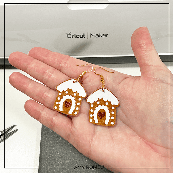 Faux Leather Gingerbread Cookie Earrings made with a Cricut