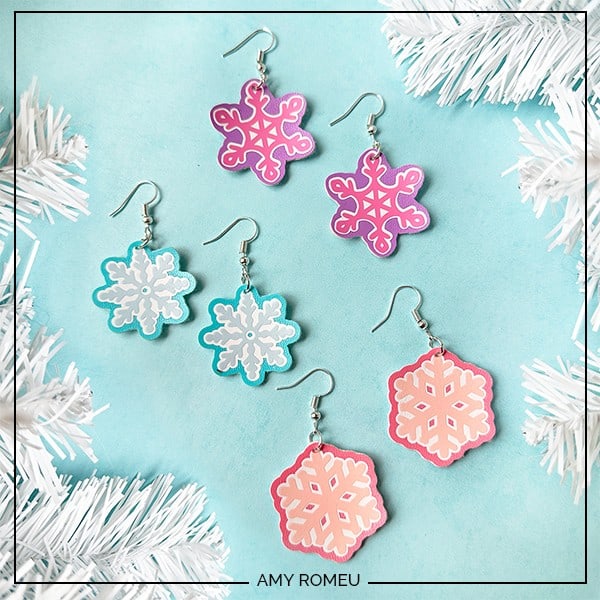 Faux Leather Snowflake Earrings made with a Cricut