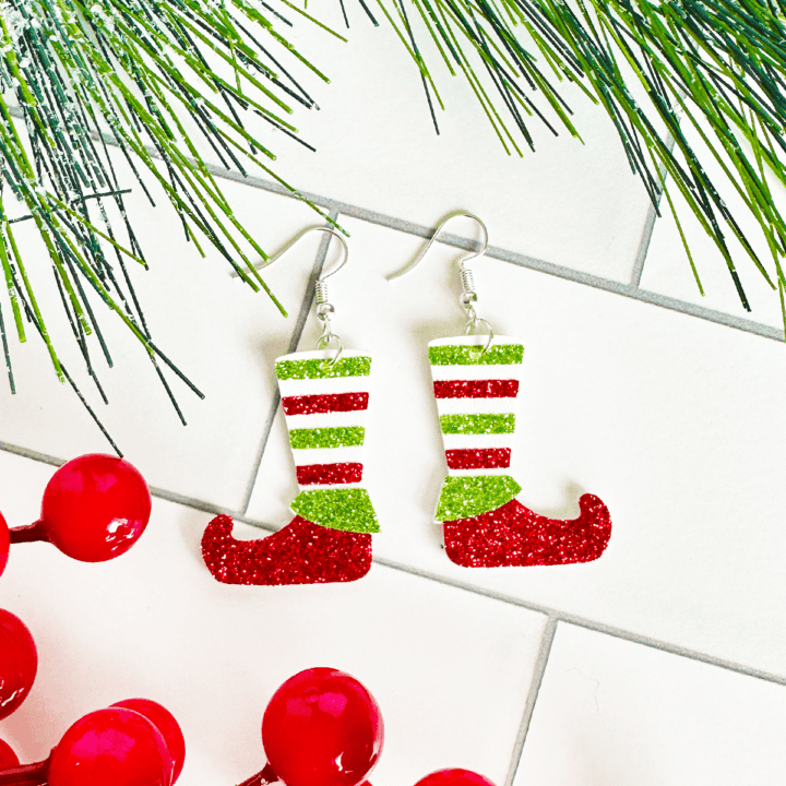 Faux Leather Elf Boot Earrings made with a Cricut