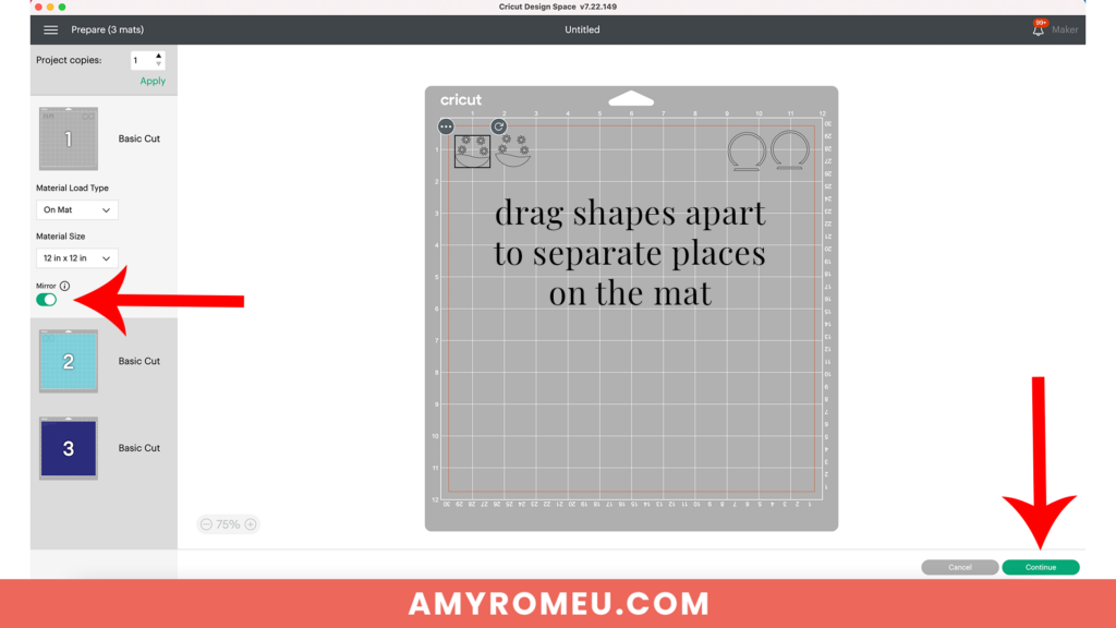 Cricut Design Space 3 - Mat Preview Screen 