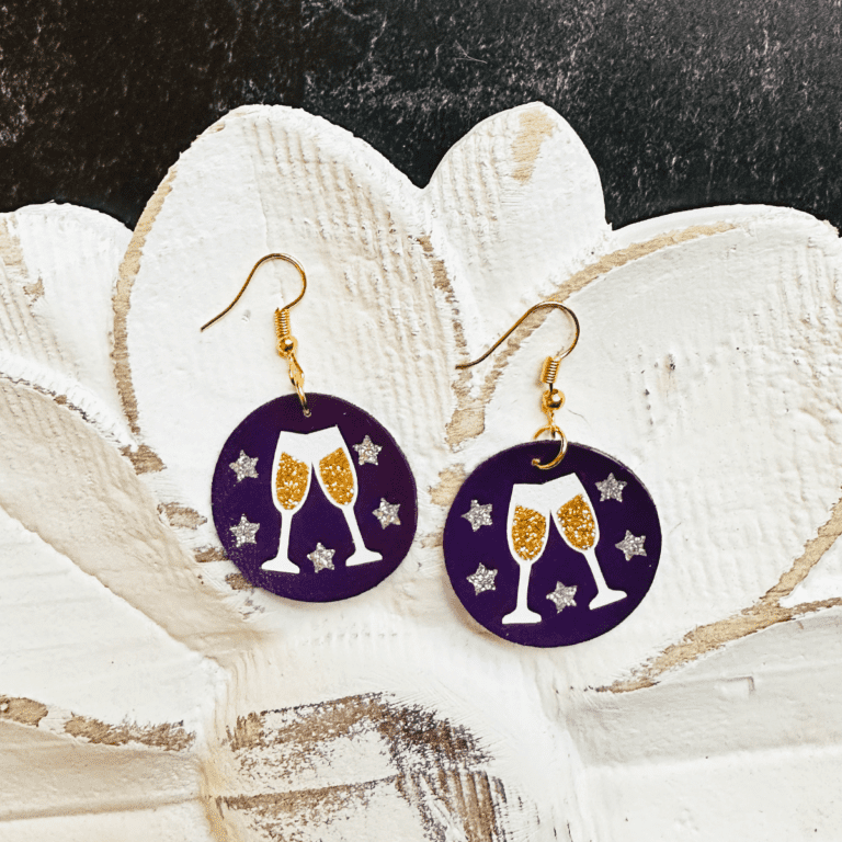 Make New Year’s Eve Champagne Glass Earrings with a Cricut