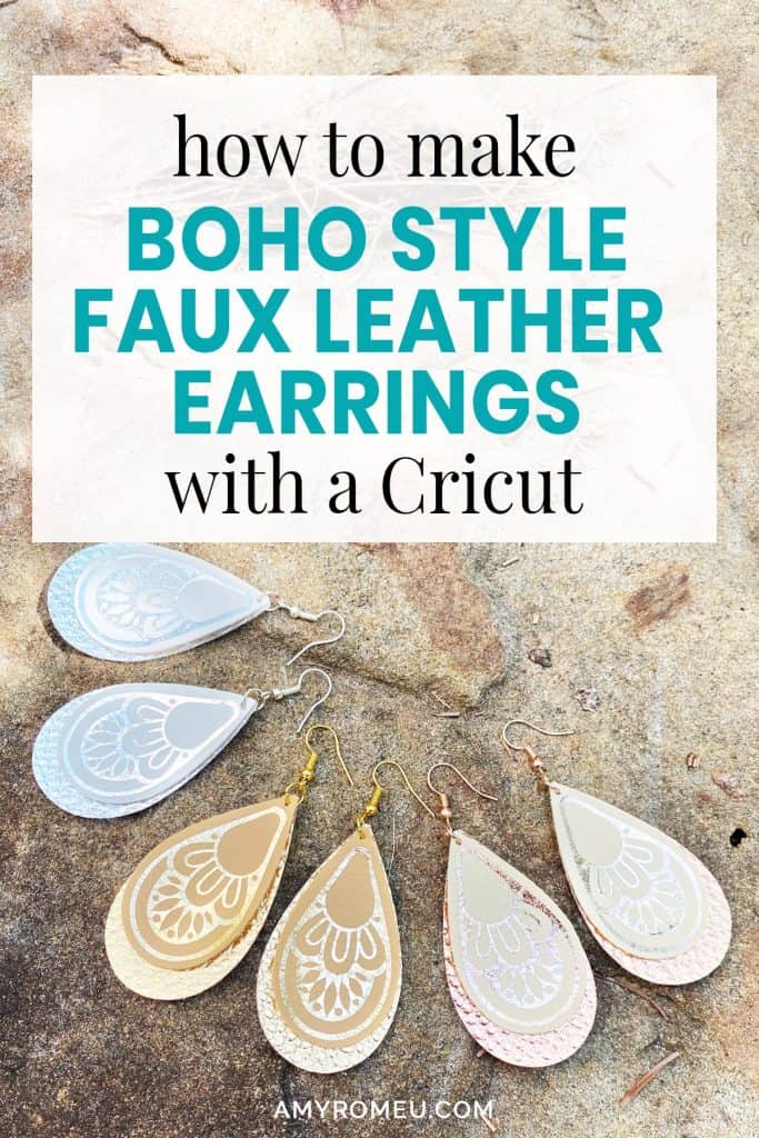 DIY boho earrings faux leather Cricut