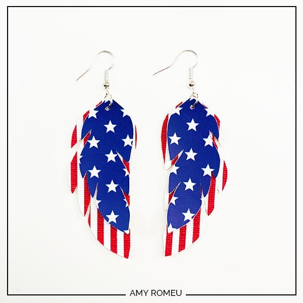 Diy Cricut Stars Stripes Feather Earrings Amy Romeu