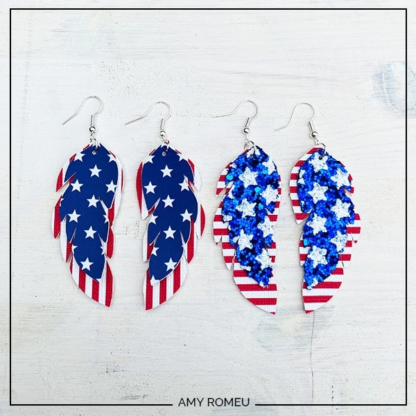 stars and stripes feather earrings