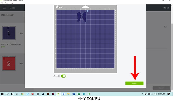 Cricut Design Space exit mat preview mode