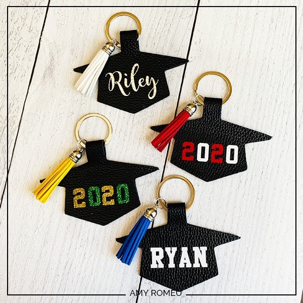  DIY Cricut Graduation Cap Keychains