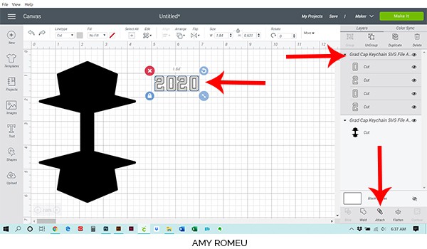 how to attach in Cricut Design Space