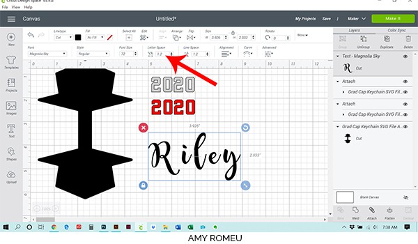 change letter spacing in Cricut Design Space