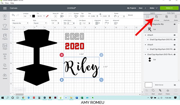 ungroup text in Cricut Design Space