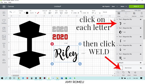 weld text in Cricut Design Space