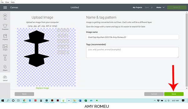 Cricut Design Space upload preview screen