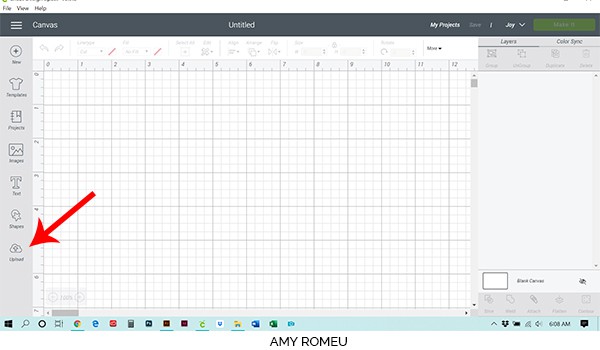 Cricut design space upload screen