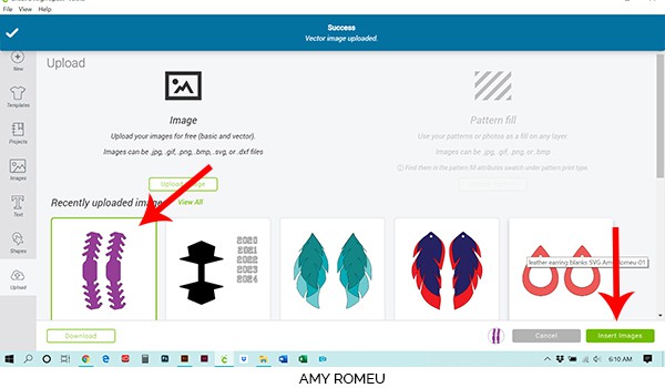 selecting file to import into cricut design space canvas screenshot