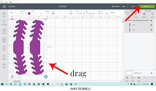 ear saver shapes on cricut design space canvas screenshot