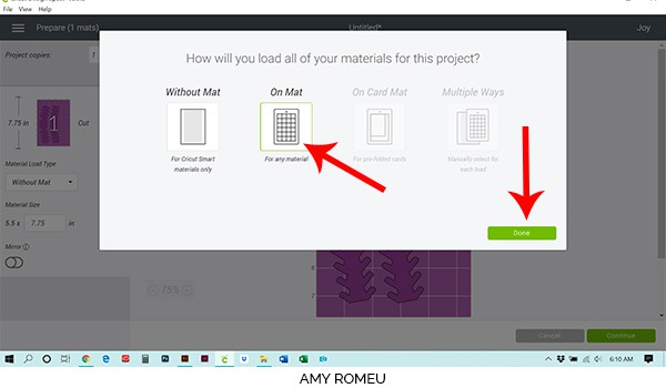 cricut joy choose cutting mat screenshot