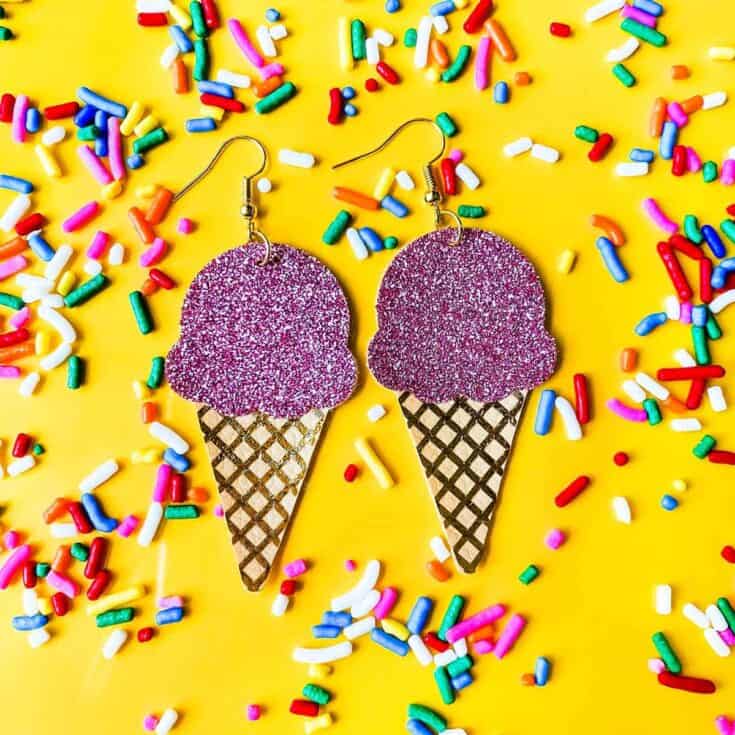 ice cream cone faux leather earrings