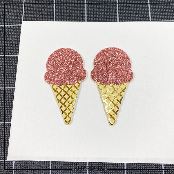 cricut ice cream cone earrings after gluing