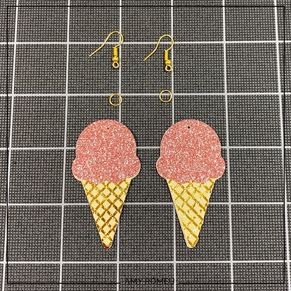 ice cream cone earrings, earring hooks, jump rings