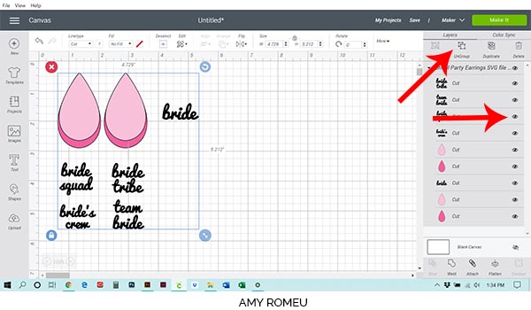 setting up canvas in Cricut Design Space