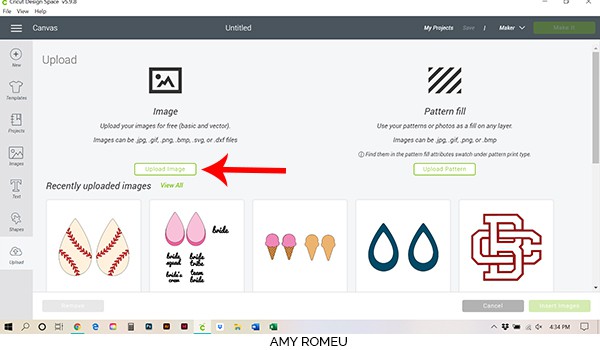 cricut design space upload new design file screen