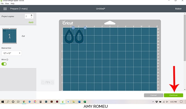 cricut design space mat preview screenshot