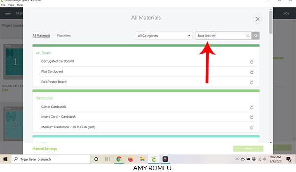 cricut design space cricut joy material selection how to browse for materials